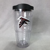 Tervis Tumbler Clear With Atlanta Falcons Logo And Black Lid 24 Oz 8” Made Usa - $11.00