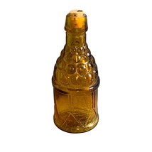 Miniature Amber Glass Wheaton Drum and Grapes Bottle Vintage 3.5 - £11.59 GBP