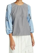 Essentiel Antwerp Floral Embellished Sleeve Blouse, Blue Combo, Size 34 - £74.90 GBP