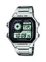 Casio Men&#39;s Quartz Multifunction Silver-Tone Bracelet 42mm Watch AE1200WHD-1A - £31.46 GBP