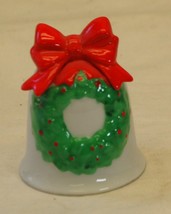 Porcelain Bell Red Bow Green Wreath Japan Chugai Toen - £10.28 GBP