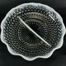 Anchor Hocking Moonstone Hobnail Opalescent Divided Serving Dish VTG 7.75in - £9.49 GBP