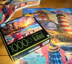 Jigsaw Puzzle 1000 Pieces Lighthouse Sunset Tropical Beach Sailboats Com... - £11.89 GBP