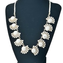 Ann Taylor Faux Marble Cabochon/Seed Pearls Clear Rhinestones Statement Necklace - £11.76 GBP