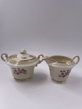 Coventry by Syracuse Creamer &amp; Sugar Set Old Ivory Multi-Color Flower GOLD  - £25.68 GBP