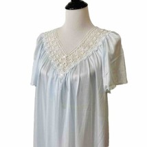 Collections Etc Nightgown Baby Blue Sz M Loose Fit Lacey Short Sleeves - $12.88