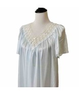 Collections Etc Nightgown Baby Blue Sz M Loose Fit Lacey Short Sleeves - $12.88