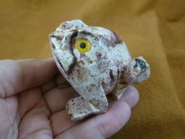 (Y-FRO-404) red white FROG frogs carving stone gemstone SOAPSTONE PERU a... - $17.53