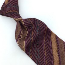 Massimo Bizzocchi By Kiton Italy Tie Brown Tan Striped Abstract Luxury S... - £70.08 GBP