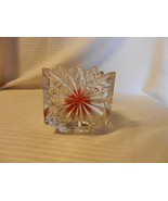 Triangular Shaped Crystal Votive Candle Holder With Starburst and Serrat... - £47.19 GBP