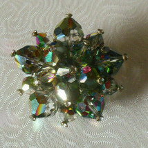 Vintage Dimensional Wired AB Crystal Cluster Brooch - £27.26 GBP