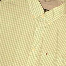 Tommy Hilfiger Mens Size LT Long Sleeve Button Down Green Checked Shirt Euc - £11.08 GBP