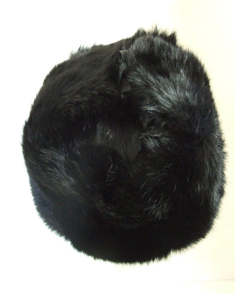 Authentisch Russisch 100% Kaninchenfell Schwarz Ushanka Hut Mit / Ohrenschützer Item image 3