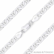 Solid .925 Sterling Silver 4.5mm Flat Marina Mariner Link Italian Chain Necklace - £46.81 GBP+