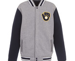 MLB Milwaukee Brewers Reversible Full Snap Fleece Jacket JHD  2 Front Logos - $119.99