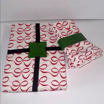 NWT Kate Spade 7 Piece 60x84” Tablecloth &amp; 6 Napkins Set White With Red ... - $132.62 CAD