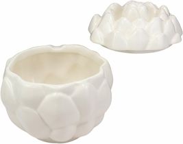 Ebros 6&quot;D Ceramic White Artichoke Condiments Container With Lid Dipping ... - €24,20 EUR
