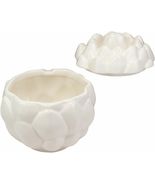 Ebros 6&quot;D Ceramic White Artichoke Condiments Container With Lid Dipping ... - €23,89 EUR