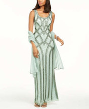 J Kara Embellished Gown &amp; Scarf, Size 14 - £111.47 GBP