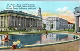 Public Library and North Section of Civic Center Colorado Postcard Posted 1945 - £4.04 GBP