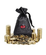 Dnd Fantasy Coins 50 Antique Gold Metal Treasure Tokens With Leather Pou... - £31.37 GBP