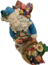 Santa Claus 10&quot; Figurine in Blue Carrying Two Sacks Full of Toys Christmas Decor - £14.34 GBP