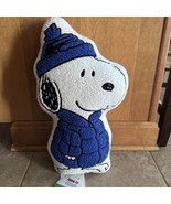 2024 PEANUTS SNOOPY W/BLUE PUFFER JACKET &amp; BEANIE 19&quot; PILLOW PLUSH NEW - £31.23 GBP