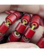 7mm Antique Venetian Style cranberry red White Heart Beads Necklace 24&quot; ... - $20.24