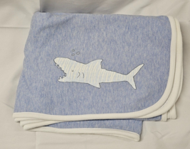 Gymboree 2003 Toothy Grin Shark Baby Blanket White Blue Security Lovey - £47.47 GBP
