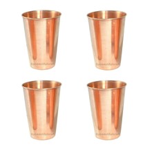 Beautiful Copper Water Drinking Tumbler Glass Ayurvedic Health Benefits Set Of 4 - £40.25 GBP