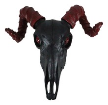 Gothic Satanic Goat of Mendes Baphomet Belial Ram Skull Red Horns Wall Decor - £55.27 GBP