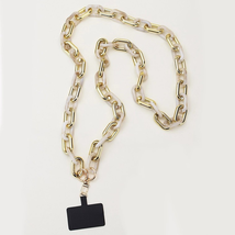 Acrylic Chain Link Crossbody Phone Strap Gold Ivory - $470.41 MXN