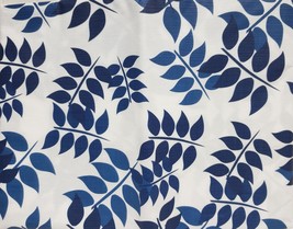 Peva Vinyl Tablecloth 52&quot; X 70&quot; Oblong (4-6 People) Blue Leaves On White By Bh - £10.27 GBP