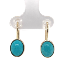 14k Yellow Gold 2.73ct TW Genuine Kingman Turquoise Wire Hook Earrings (... - €581,45 EUR