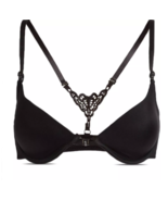 Hers By Herman Bra Black Crochet Racerback Front Close Size 36B New - $19.64 CAD