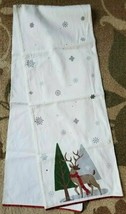 Christmas Table Runner Woodland Scene Deer Stag Forest Silver Snow 14&quot; x... - $29.69