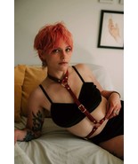 Red Leather Vicky Waist Harness with Gold Hardware,  BDSM Sexy Strappy H... - $150.00