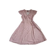 Ann Taylor Ditsy red Poppy floral Wrap fit flare Midi Dress 4 - $44.55