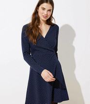 Loft Faux Wrap Dress NEW Knit Fall Winter Long Sleeve Blue NWT MSRP $79 ... - £28.29 GBP