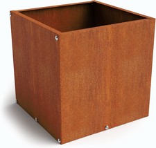 Diy Cartel Corten Steel Cube Outdoor Planter Box, Rustic &amp;, 12In X 12In ... - $108.99