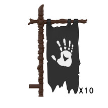10pcs Black Orc Flags with White Hand Symbol for Fantasy Builds - $122.97 MXN