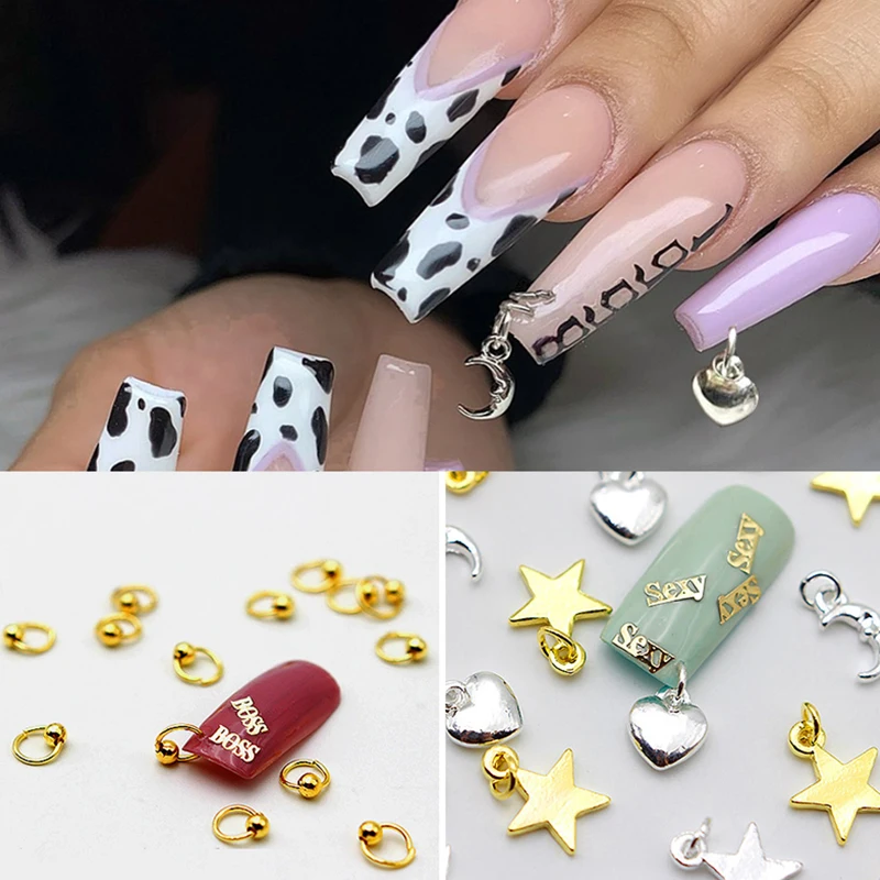 3D Dangle Nail Art Charms Alloy Moon Star Constellation Mixed Rhinestone Nail - £10.17 GBP+