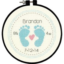 Dimensions Counted Cross Stitch Kit for Beginners, &#39;Baby Footprints&#39; Birth Recor - £14.83 GBP