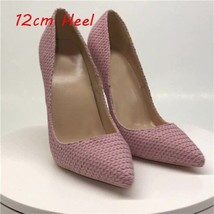Pink 12cm high heels sexy knit fashion pointer toe sexy shallow women wedding pa - £54.41 GBP