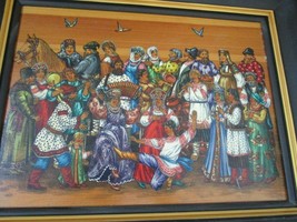 Ukranian Russian Folk Art Original Oil On Board A Wedding - £347.96 GBP