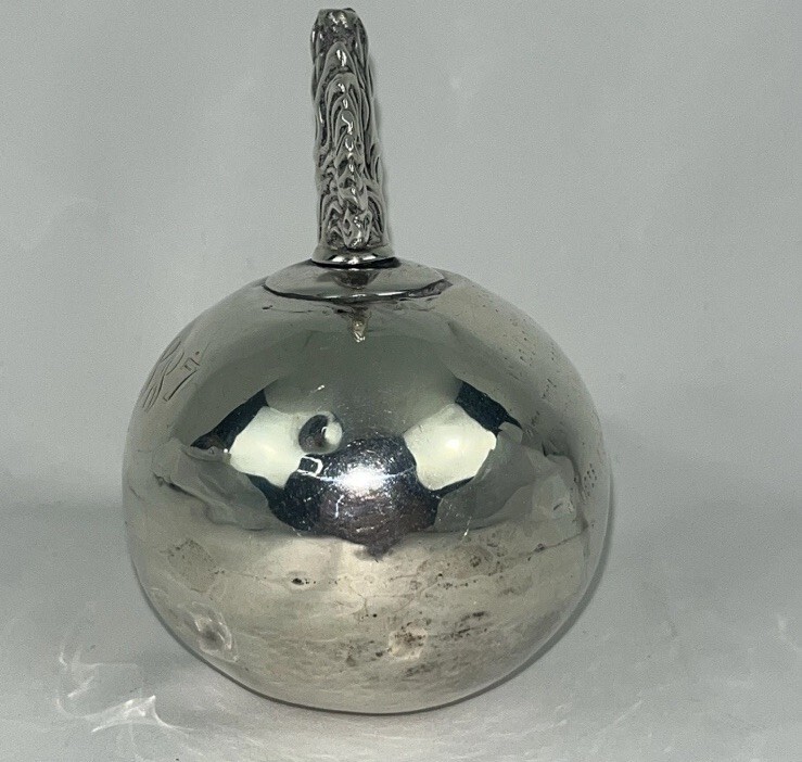 1887 Antique Heavy Sterling Silver Grenade Witch Ball Cigar Lighter Self Right Item image 9