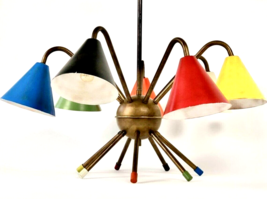 1950&#39;s Italian Atomic 7 light chandelier Multi-Color Stilnovo Style Sputnik Lamp - £351.13 GBP
