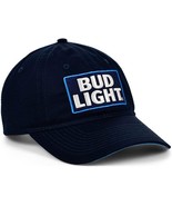 BUD LIGHT BEER NAVY BLUE TEXT LOGO ADJUSTABLE CURVED BILL RETRO SLOUCH HAT CAP - €20,44 EUR