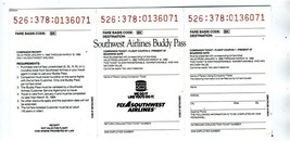 Southwest Airlines Buddy Pass 1988 Buy One Ticket and Buddy Flies Free E... - £29.52 GBP