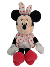 Vtg Minnie Floppy 13&quot;  Stuffed Plush Toy Applause Disney Red White Polka Dots - £7.74 GBP